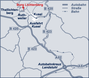 Anfahrtskarte erste Vergrößerung (Bundesstraßen)